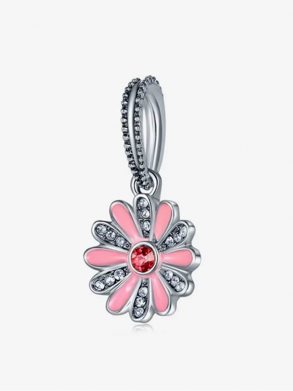 NEW•Pink Enamel & Silver DIY charm